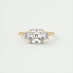 2.03 CT Asscher Cut Three Stone Moissanite Engagement Ring 9