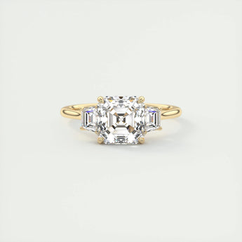 2.03 CT Asscher Cut Three Stone Moissanite Engagement Ring 9