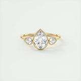 1.33 CT Pear Bezel 3 Stone Moissanite Engagement Ring 22