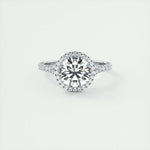 2.0 CT Round Halo Split Shank Moissanite Engagement Ring 1