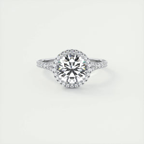 2.0 CT Round Halo Split Shank Moissanite Engagement Ring 1