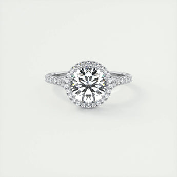 2.0 CT Round Halo Split Shank Moissanite Engagement Ring 1