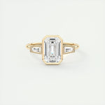 2.30 CT Emerald Cut Bezel 3 Stone Moissanite Engagement Ring 8