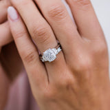 2.50 CT Elongated Cushion Three Stone Moissanite Engagement Ring 8