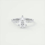 1.93 CT Pear Solitaire Pave Moissanite Engagement Ring 1