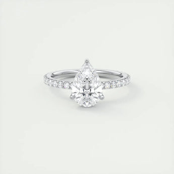 1.93 CT Pear Solitaire Pave Moissanite Engagement Ring 1