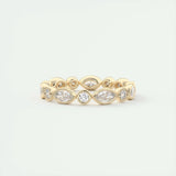 0.98 Marquise and Round Bezel Moissanite Bridal Wedding Band 6