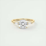 2.15 CT Cushion Cut Three Stone Moissanite Engagement Ring 7