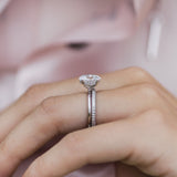 2.10 CT Oval Hidden Halo Moissanite Engagement Ring 5