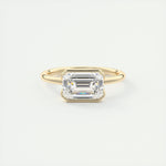 1.91 CT Emerald Half Bezel Solitaire Moissanite Engagement Ring 24