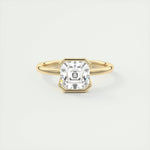 2.03 CT Asscher Half Bezel Solitaire Moissanite Engagement Ring 9