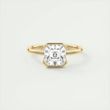 2.03 CT Asscher Half Bezel Solitaire Moissanite Engagement Ring 9