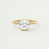 2.15 CT Cushion Half Bezel Solitaire Moissanite Engagement Ring 9