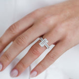 4.0 CT Emerald Hidden Halo & Pave Moissanite Engagement Ring 1