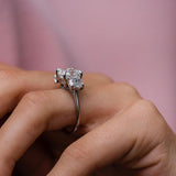 3.10 CT Cushion Three Stone Moissanite Engagement Ring 4