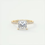 2.08 CT Princess Cut Pave Moissanite Engagement Ring 8