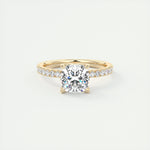 2.15 CT Cushion Cut Solitaire Pave Moissanite Engagement Ring 8