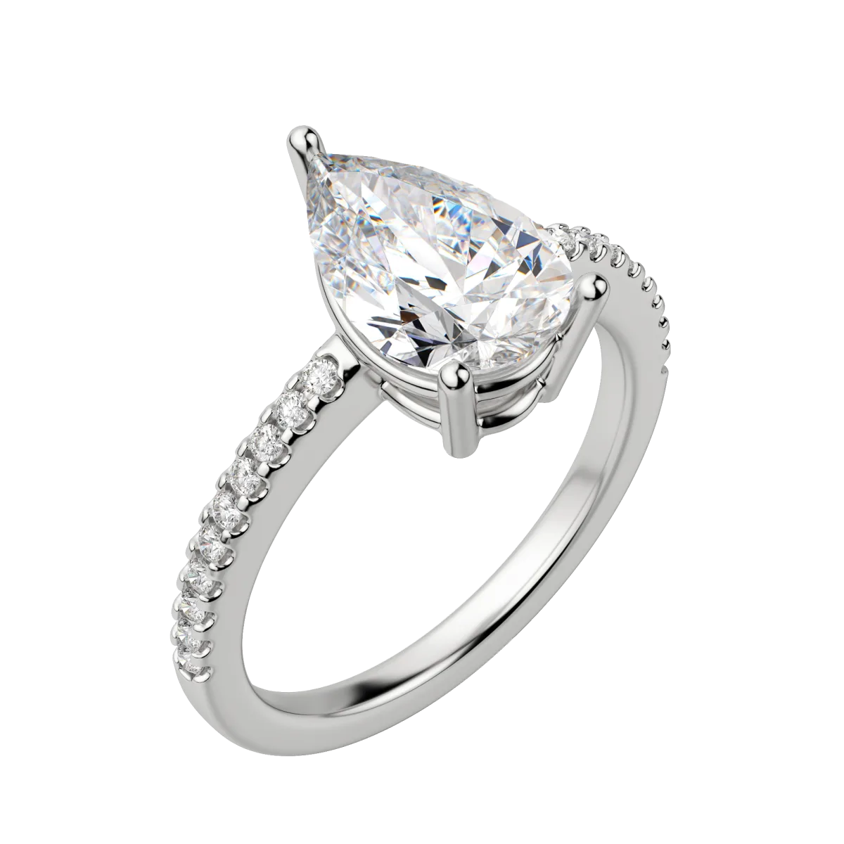 
                  
                    1.33 CT Pear Cut Solitaire Pave Moissanite Engagement Ring 4
                  
                