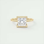 2.08 CT Princess Solitaire Half Bezel Moissanite Engagement Ring 8