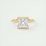 2.08 CT Princess Solitaire Half Bezel Moissanite Engagement Ring 8
