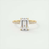 1.91 CT Emerald Cut Solitaire Pave Moissanite Engagement Ring 8