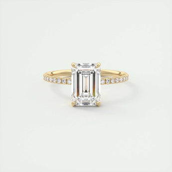 1.91 CT Emerald Cut Solitaire Pave Moissanite Engagement Ring 8