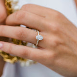 1.85 CT Oval Hidden Halo & Pave Moissanite Engagement Ring 8
