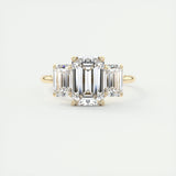 1.91 CT Emerald Cut Three Stone Moissanite Engagement Ring 23