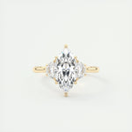 1.98 CT Marquise Cut Three Stone Moissanite Engagement Ring 8