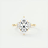 1.98 CT Marquise Cut Three Stone Moissanite Engagement Ring 8