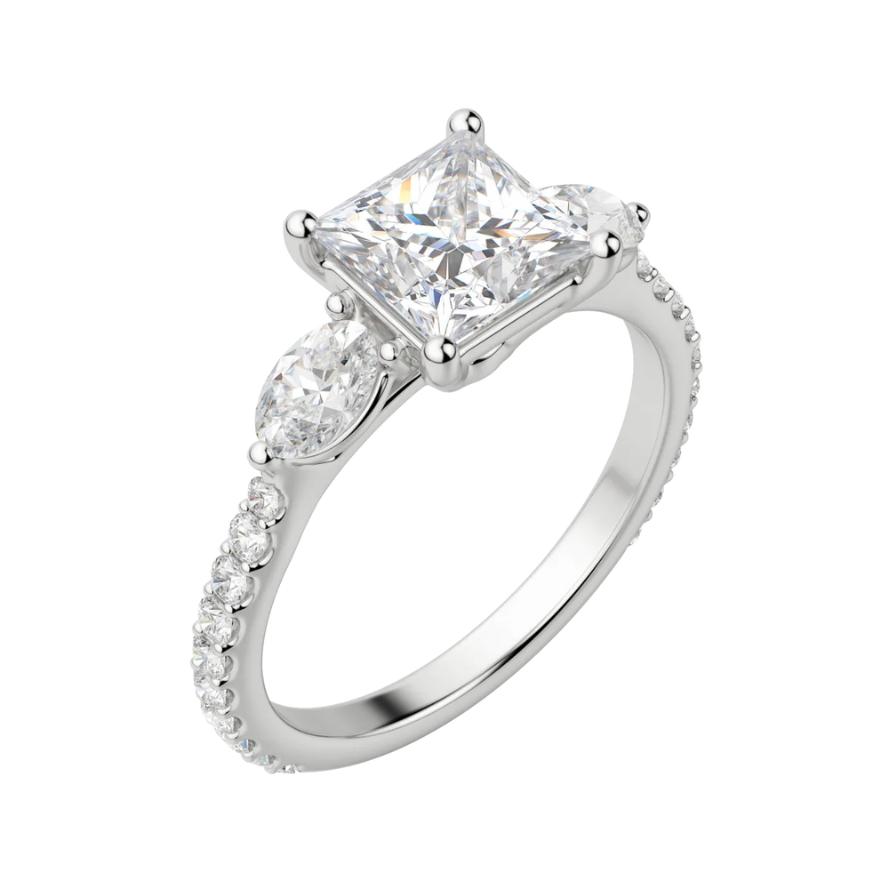 
                  
                    2.78 CT Princess 3 Stone Moissanite Engagement Ring 5
                  
                