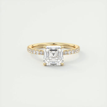 2.03 CT Asscher Cut Solitaire Pave Moissanite Engagement Ring 8