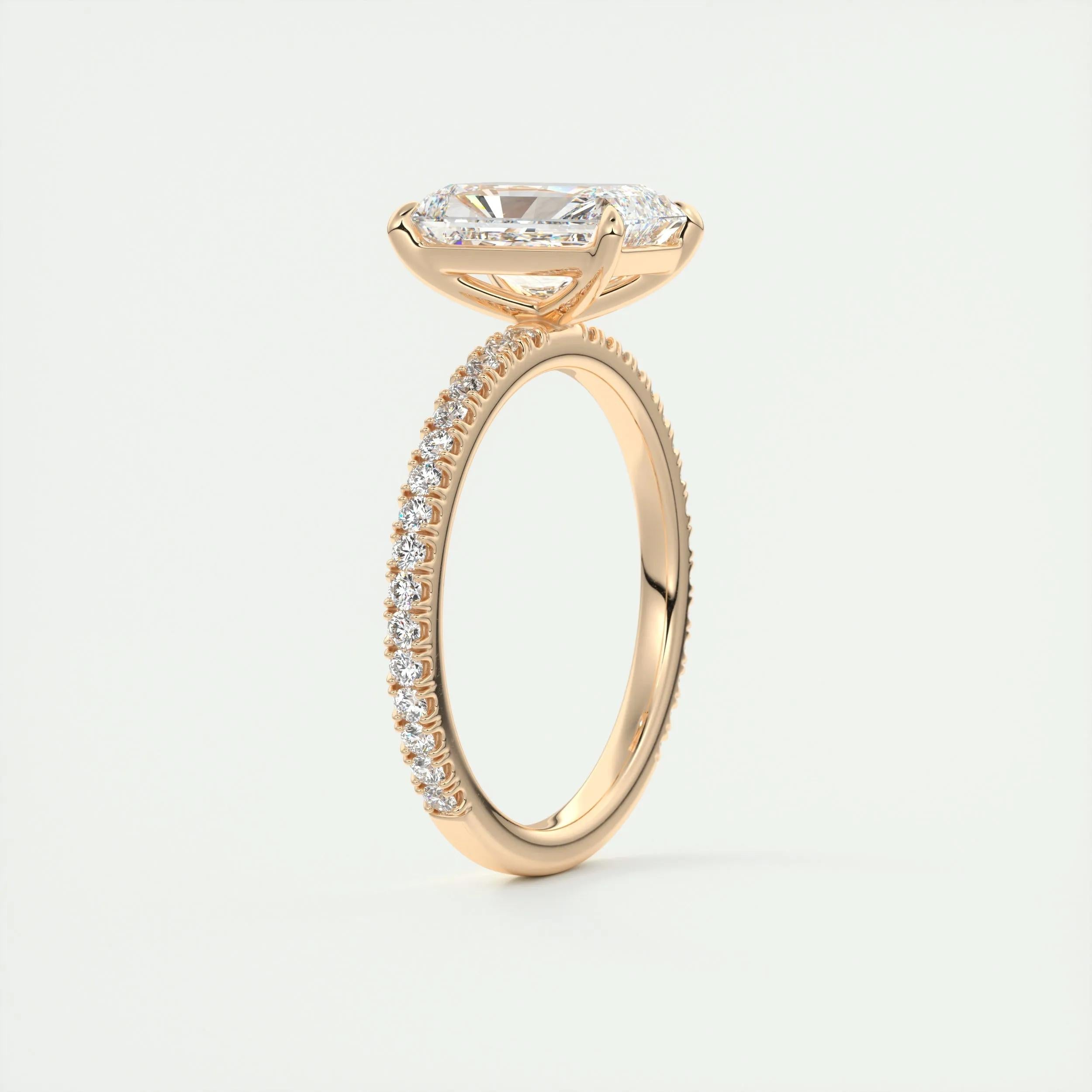 2.10 CT Radiant Cut Pave Style Moissanite Engagement Ring 21