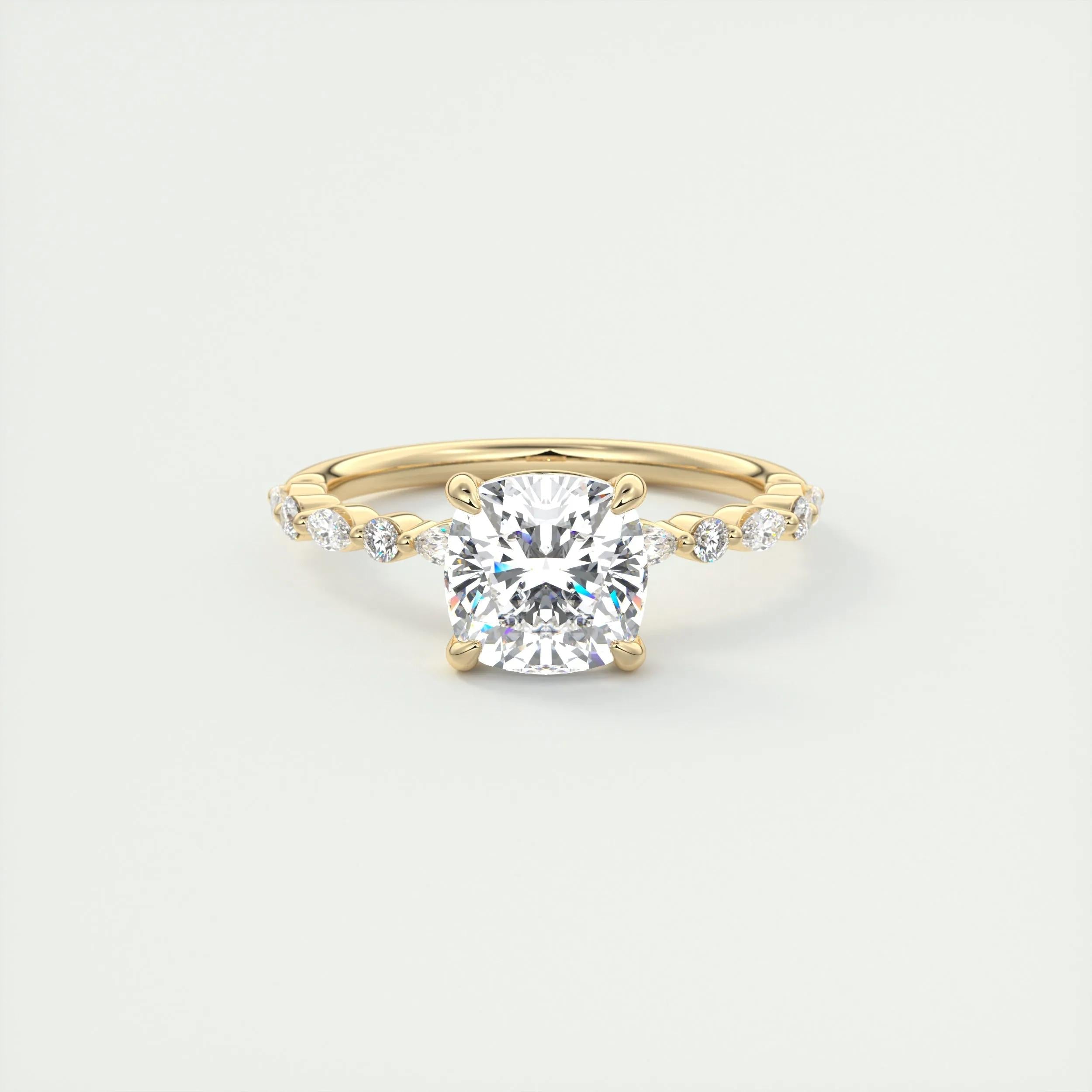 2.15 CT Cushion Cut Pave Moissanite Engagement Ring 8