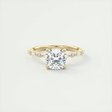 2.15 CT Cushion Cut Solitaire Pave Moissanite Engagement Ring 8