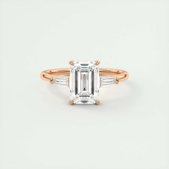 1.91 CT Emerald Cut Three Stone Moissanite Engagement Ring 16