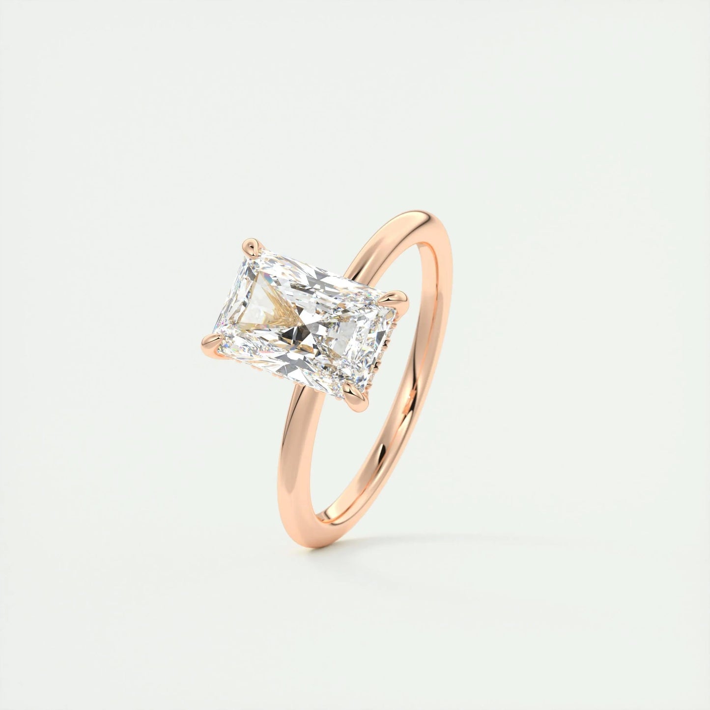 2.10 CT Radiant Hidden Halo Moissanite Engagement Ring 18