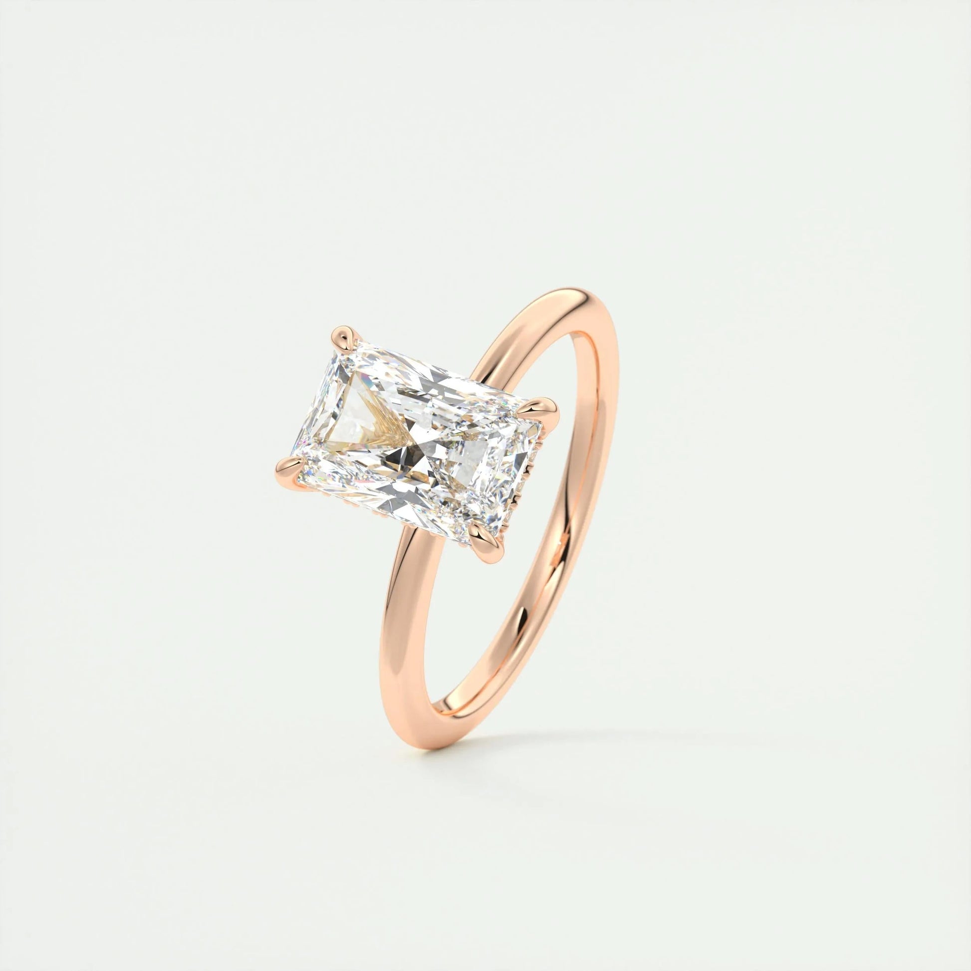 2.10 CT Radiant Hidden Halo Moissanite Engagement Ring 18