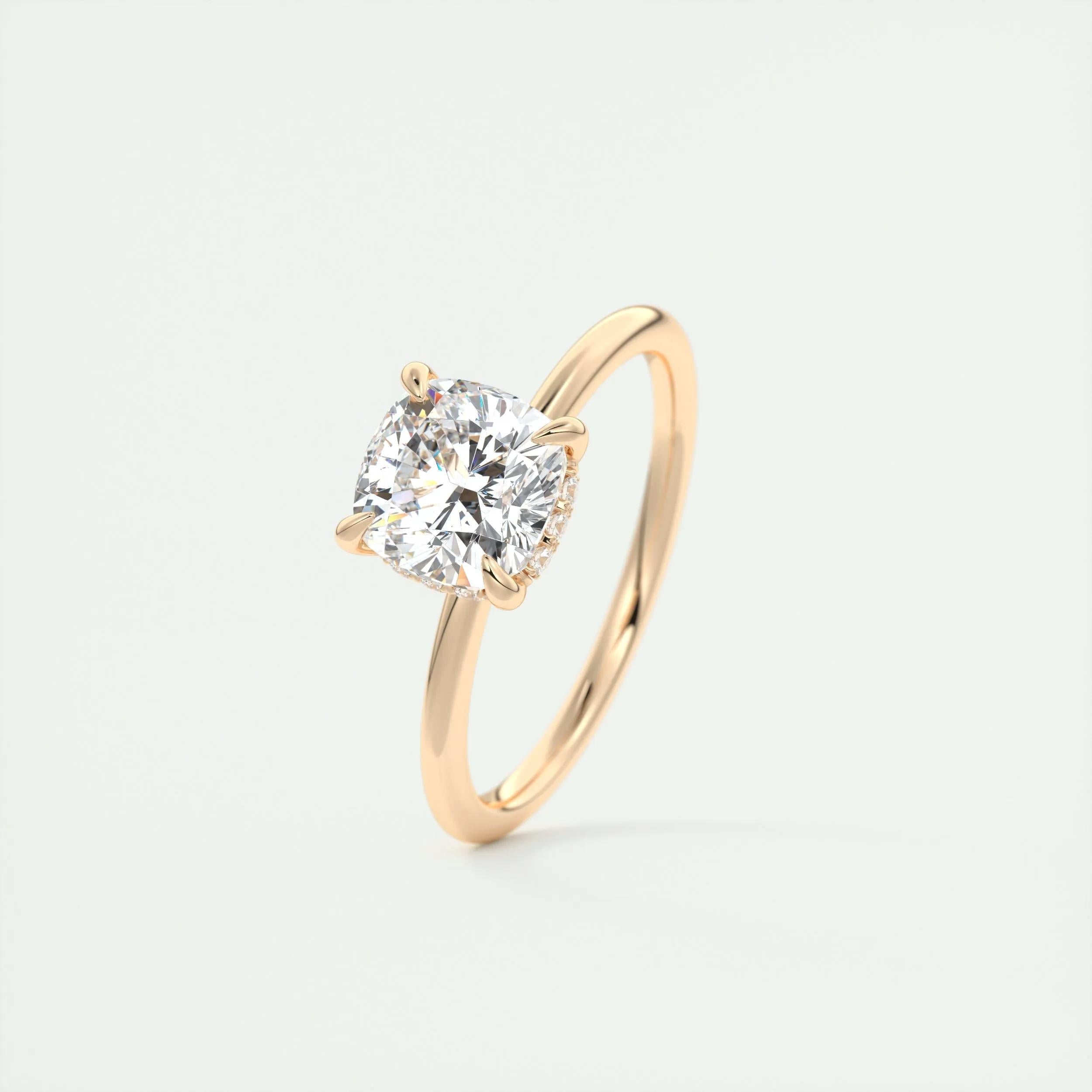 2.15 CT Cushion Hidden Halo Moissanite Engagement Ring 18