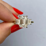 1.91 CT Emerald Cut Three Stone Moissanite Engagement Ring 24