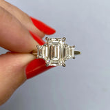 1.91 CT Emerald Cut Three Stone Moissanite Engagement Ring 24