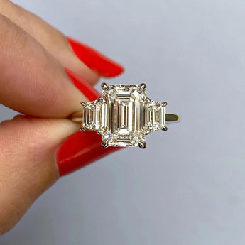 1.91 CT Emerald Cut Three Stone Moissanite Engagement Ring 24