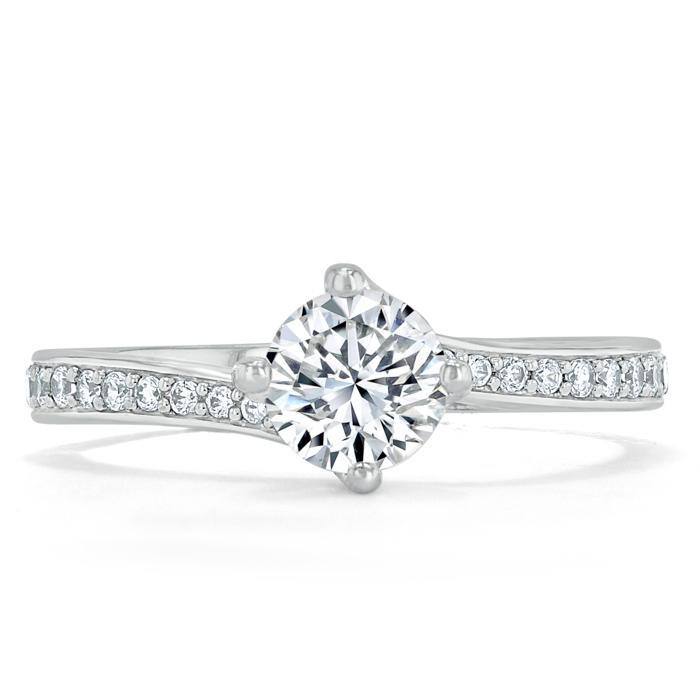 0.75 CT Round Cut Solitaire Bypass Pave Moissanite Engagement Ring 1