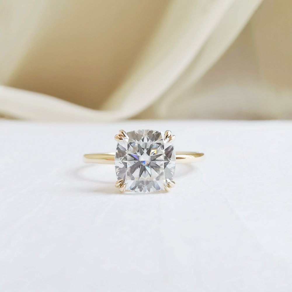 1.60 CT Cushion Shaped Moissanite Solitaire Engagement Ring 1