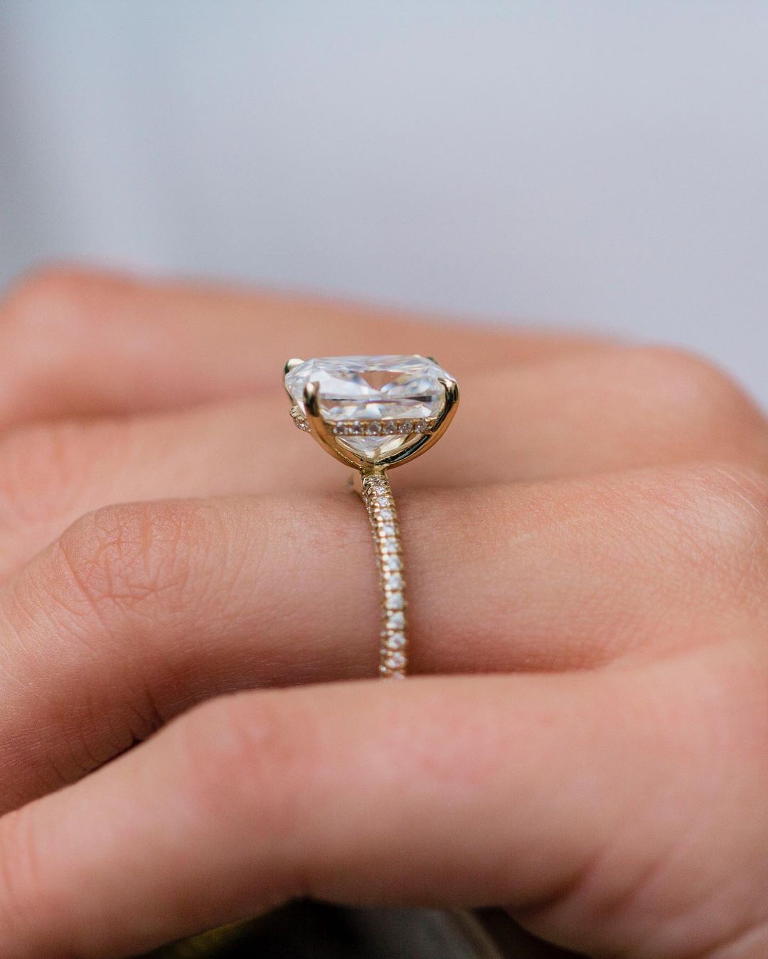 5.70 CT Elongated Cushion Hidden Halo Moissanite Engagement Ring 3