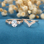 1.33 CT Oval Shaped Moissanite Three Stone Bridal Set 4