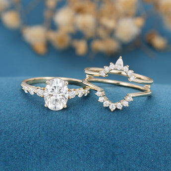 1.33 CT Oval Shaped Moissanite Solitaire Pave Bridal Set 4