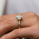 3.50 CT Old Mine Cushion Three Stone Moissanite Engagement Ring 4