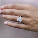 5.50 CT Emerald Hidden Halo Moissanite Engagement Ring 8