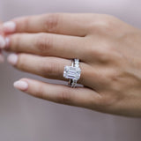 5.50 CT Emerald Hidden Halo Moissanite Engagement Ring 8